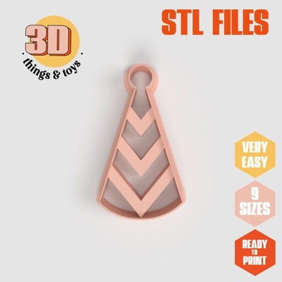 stl party hat shape cutter set - 9 sizes perfect andbiscuits jewelry making crafts unique 3d print model in kitchen dining 3dexport cookiecutter biscuit cake molding tool bakery-products polymeric-clay-cutters clay-spatulated gift kitchen-furniture utensils shaped fun 3dprinterfile birthday pompom strips 3d print model - Mito3D