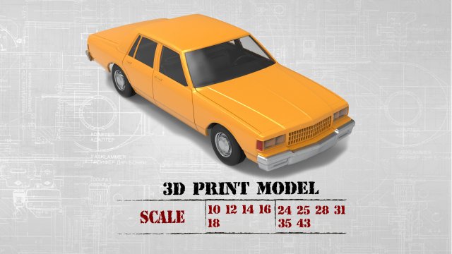stl printable rc car chevrolet caprice classic scale chevrolet caprice american printable body rc hobby cars auto print toy plastic diecast toys slot scalextric scalemodel rc4wd rccar classic 3D print model - Mito3D
