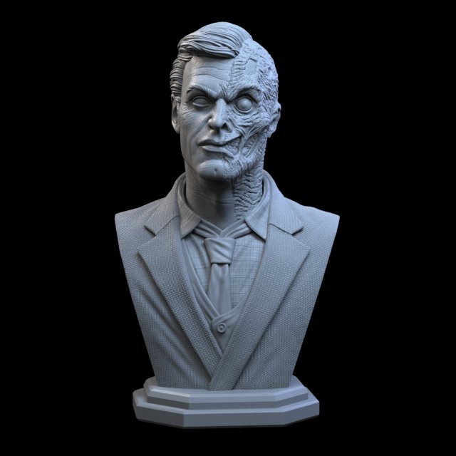 stl Gesichter Büste 3d drucken Twoface Sammlung Sammler Kollektor 3dprint 3dmodel 3dprinted Charakter Zeichen Maler Farbe Dc comics DC Universum Datei 3dfile 3dfigurine persönlich 3D print model - Mito3D