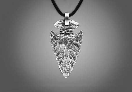 stone arrowhead pendant pendants arrow jewelry silver jewellery texture nature sculpt africa hunting hunter tip gift ethno menpendant 3d print model - Mito3D