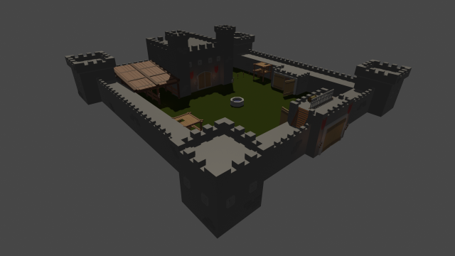 calcolo forte game ready gratuito medievale lowpoly castello pietra fortezza 3D print model - Mito3D