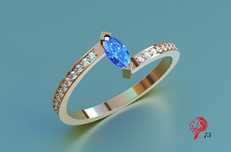 Stein-ring-marquis gold ring diamond cnc drucken Juwel Ornamentik Modell stl 3d print model - Mito3D