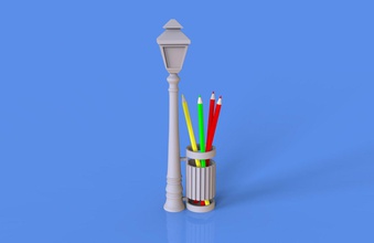 sokak lambası bin kalem sahibi masa lamba 3dprintable ofis kalemlik pencilholder oyuncak gadjet 3d print model - Mito3D