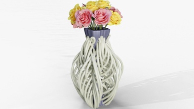 string flower vase 3d print vessel decor houseware rose art floral abstract holder geometric spiral printable decoration showpiece house pot 3d print model - Mito3D