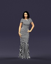 striped woman 0395 3d print ready model in 3dexport scan polygon 3dprint human male realistic posed character people miniatures man child style success outfit fashion 3d print model - Mito3D