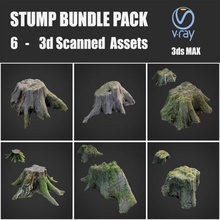 stump bundle pack forrest stump root moss tree obj max vray maps asset bundle collection exterior nature ground 3d scan scanned enviroment