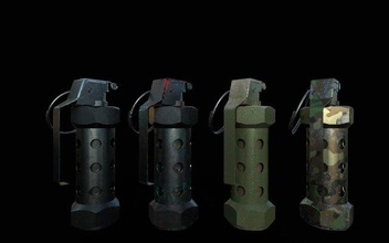 stun granade flashbang 3d model in artillery 3dexport steel military army grenade props assets 3d print model - Mito3D