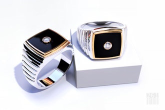 elegante anello in oro con diamante gioielli stile il design gemma 3d stl obj cnc la cera moda sigillo di stampa stampabile 3d print model - Mito3D