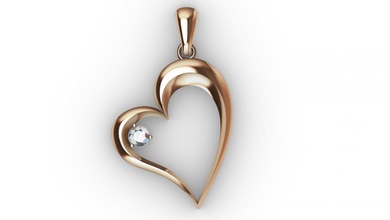 élégant pendentif cœur l'amour diamant 3dprinted conception mode or d'or bijou bijoux impression imprimable prototypage argent diamants 3d print model - Mito3D