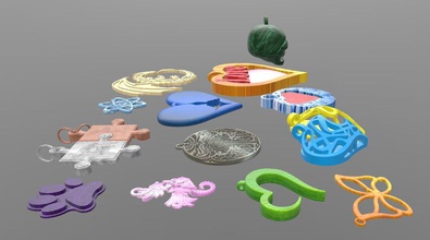 elegante pingentes de 13 peças texturas- 3d print model - Mito3D