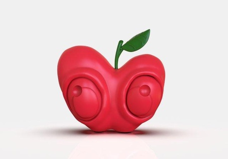 stylized apple figurine 3d print model figurines food sculpture sculpt cartoon zbrush creature newyork peace usa american arttoy toy character cute eyes 3d print model - Mito3D