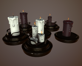 stylized candles stylizedmodel candle candlestick lowpoly low-poly game-ready gameasset 3d print model - Mito3D
