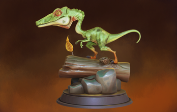 stilizzato dinosauro compsognathus 3d stampa modello in figurine 3dexport dinosauri miniatura giurassico parco fan art creatura giocattoli oggetti collezione preistorico dino estinto stampabile mostro bestia miniature 3d print model - Mito3D
