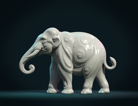 stilizzato elefante scultura statua arte mammifero compiti animale 3d print model - Mito3D