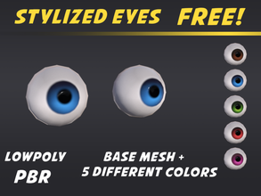 stylized eyes free eye eyeballs mesh lowpoly gameready low-poly eyeball cartoon pbr pbr-ready 3d print model - Mito3D