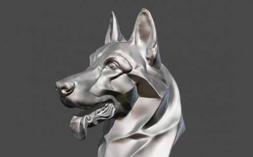 estilizado alemão pastor cão cabeça 3d impressão print dog head animal german shepherd escultura 3d print model - Mito3D