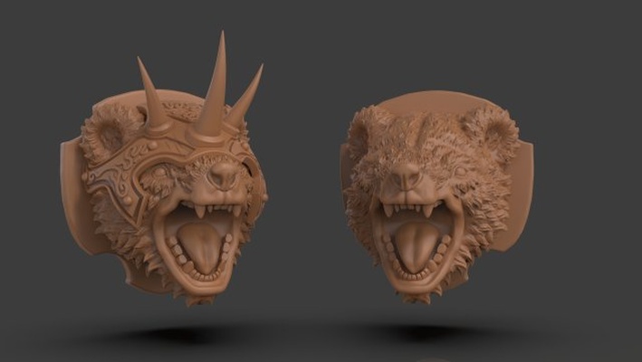 stylized grizzly bear trophy head 3d print model in sculpture 3dexport grizly creature fantasy animal wild russia russian forest cool medieval artistic art sculpt zbrush replica 3dprint 3dprintable 3d print model - Mito3D