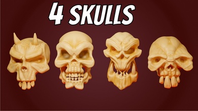 stylized skulls collection printable 3d skull orc environment prop game asset skeletal horror jewelry necklace ring bone skeleton head anatomy statue 3d print model - Mito3D