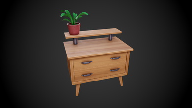stylized wooden small drawer wood family furniture art interior room decor decoration dresser design living lowpoly asset gameready houseware 3d print model - Mito3D