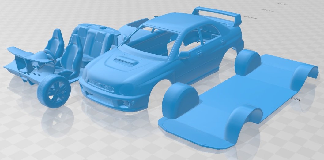 subaru impreza sti 2001 printable car 3d print model in automotive 3dexport slot scalextric tamiya rc miniz hobby micro 3D print model - Mito3D