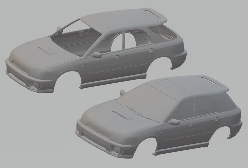 subaru impreza carro stampabile corpo macchina 3d stampa modello in settore automobilistico 3dexport conchiglia rc miniz tamiya fessura scalextric 3D print model - Mito3D