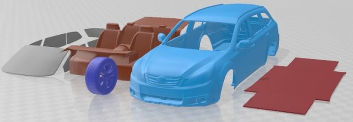 subaru outback 2010 printable car 3d print model in automotive 3dexport slot scalextric tamiya rc miniz hobby micro diecast 3d print model - Mito3D