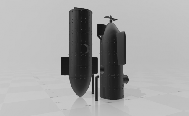submarino toro Perú 1880 imprimible modelo apartado guerra Pacífico 3D print model - Mito3D
