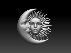 sun moon 3d print model in sculpture 3dexport modeling shine character fantasy jewelry pendant silver gold sunset dawn space month pendants miniatures figurines 3d print model - Mito3D