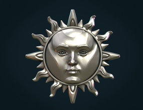 sun pendant ii 3d print model in pendants 3dexport face jewelry decor printable astronomy astrology sky 3d print model - Mito3D