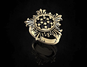 sun ring 3d imprimable de l'anneau les anneaux or d'argent le platine la livre sterling gem pierres précieuses brillant femmes diamant joyau soleil lumière bijoux saphir 3d print model - Mito3D