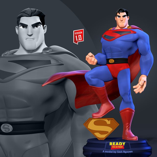 superman stylized man superhero 3D print model - Mito3D