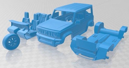 suzuki jimny sierra 2019 printable car 3d print model in automotive 3dexport slot scalextric tamiya rc miniz hobby micro crawler 3d print model - Mito3D