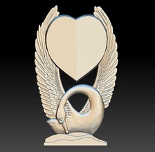 swan corazón de alivio - 2017 amor símbolo art aves la mosca valentaine santo en nube cielo alas el basrelief escultura 3d print model - Mito3D