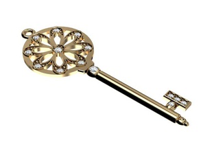 1 tatlı anahtarı anahtar mücevher kolye yüzük takı elmas Safir beyaz altın sterling Gümüş nişan düğün stl cad yazdırılabilir 3d 3d print model - Mito3D