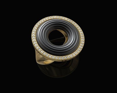 swirl ring rings 3d printable stl jewelry gold silver platinum sterling gemstones brilliant women classic diamond 3d print model - Mito3D