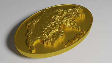 switzerland relief map decoration europe exaggerated table wall ornament 3d print model - Mito3D