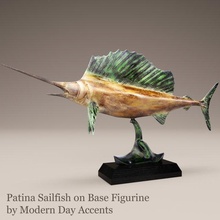 swordfish patina sailfish modern accents fish sea nautical statuette sculpture statue wood 3d print model - Mito3D