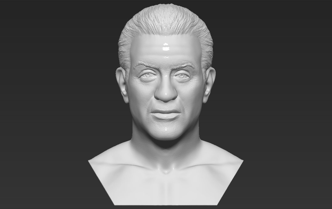 sylvester stallone felsig balboa büste 3d drucken bereit modell skulptur 3dexport berühmt darsteller schwarzenegger norris seagal van verdammt rambo statham boxer boxen 3D print model - Mito3D