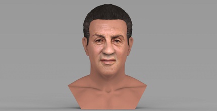 sylvester stallone rocky balboa bust color 3d printing print model in figurines 3dexport famous actor schwarzenegger norris seagal van damme rambo statham boxer boxing 3d print model - Mito3D