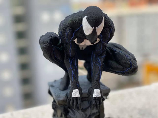 symbiote spiderman statue ready to print stl 3d model in figurines 3dexport venom dark black marvel avengers statues sculptures spider man carnage fanart miniatures superhero hero black-man man-sculpture 3D print model - Mito3D