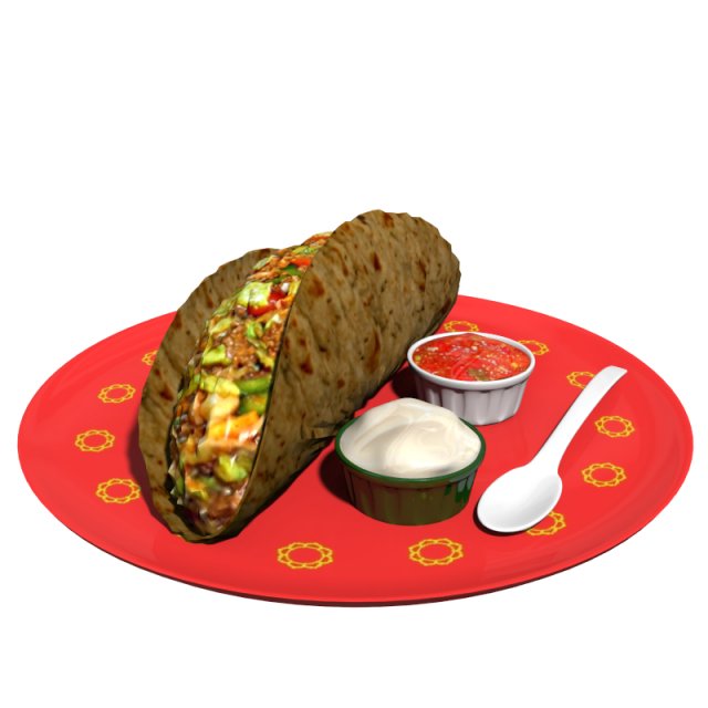 taco 3d modello in miscellanea 3dexport fritte carne fagioli lattuga pomodori messicano cibo pasto 3D print model - Mito3D