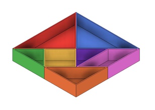 tangram behälter 3d drucken modell zubehör 3dexport puzzle stück tangrams formen dreieck mathematik tablett container küche büro 3d print model - Mito3D
