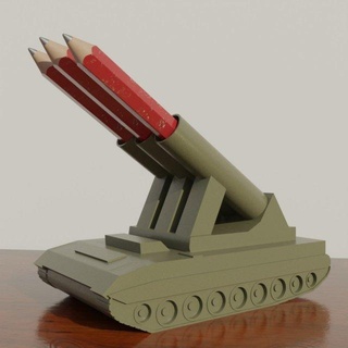 tanque modelado lápis suporte acessórios Porta caneta estude sala estudo escritório exército military vehicle lançador 3d print model - Mito3D