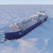tanker ship icebreaker lng deck vessel industry transportation cargo freight shipping transshipment winter snow water ice arctic yamalmax arc7 3d print model - Mito3D