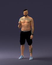 tatoo man 0817 3d print ready scan model polygon 3dprint human male realistic posed character figurine people visualization miniatures casual fashion woman child 3d print model - Mito3D