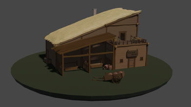 tavern game-ready free 3d model in buildings 3dexport house taver medieval wooden loypoly 3d print model - Mito3D