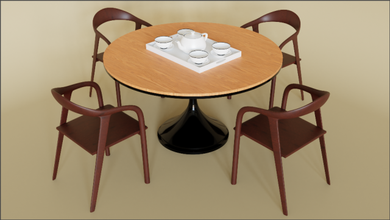 tea setting cups plates table teapot chairs 3dmodel blender 3d print model - Mito3D