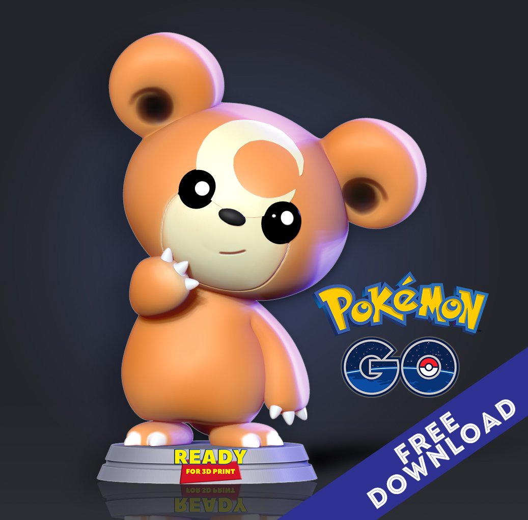 teddiursa pokemon fanart free 3d print model in animals 3dexport 3D print model - Mito3D