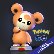 teddiursa pokemon fan art gratuito 3d stampa modello in animali 3dexport 3d print model - Mito3D