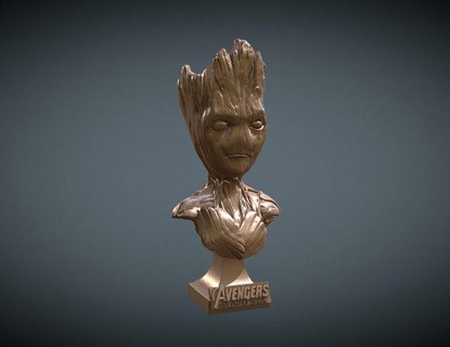 l'adolescence Groot buste homme bébé mignonne héros art sculpture merveille collectionner sculptures numérique digitalsculpt statue Humain personnage figure Masculin super 3d print model - Mito3D